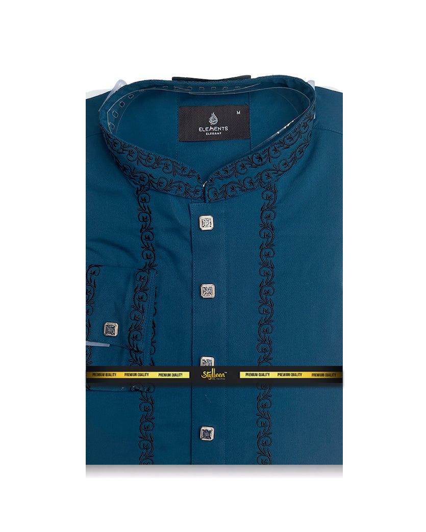 Stylleen Royal Teal Embroidered Premium Panjabi