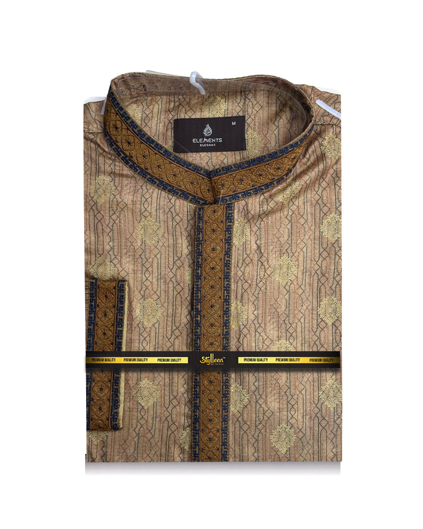 Stylleen Golden Beige Heritage Embroidered Premium Panjabi