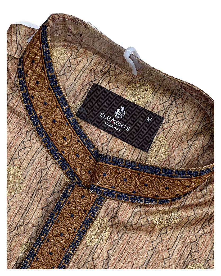 Stylleen Golden Beige Heritage Embroidered Premium Panjabi