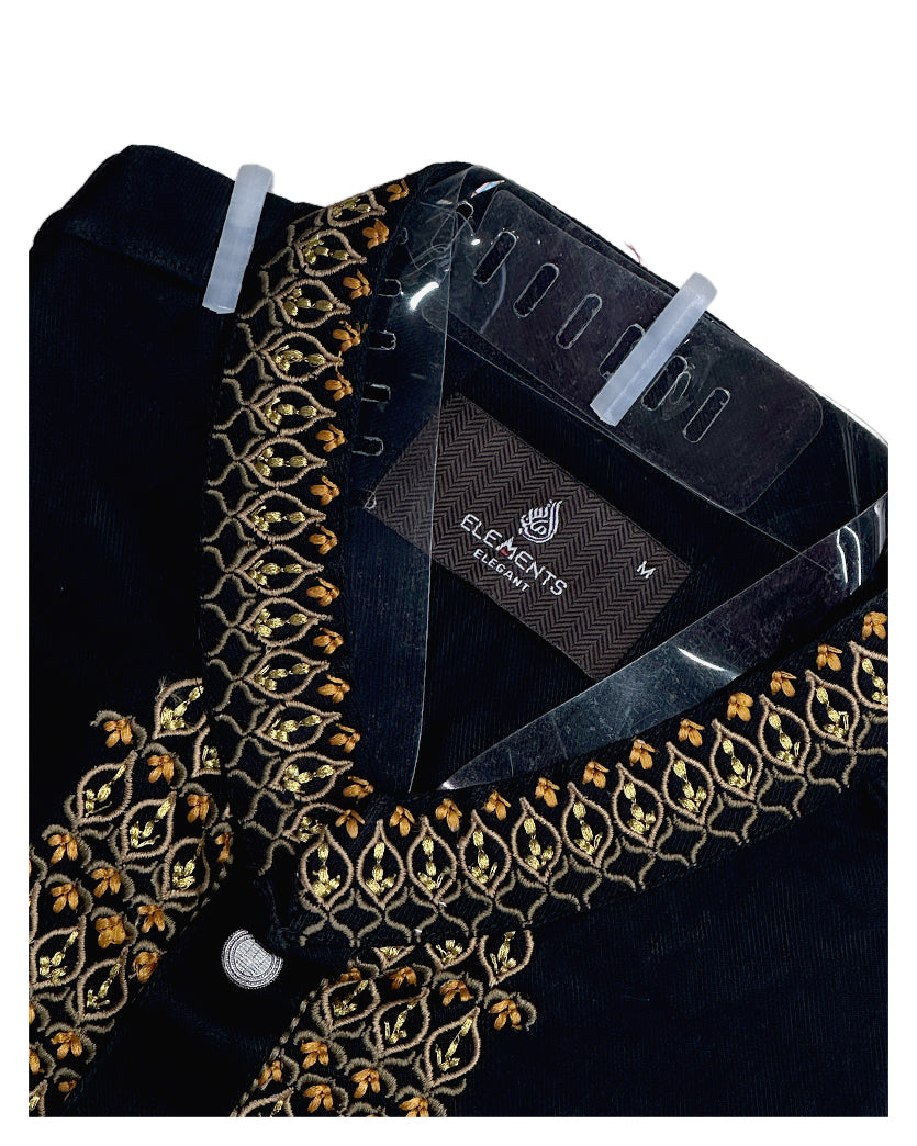 Stylleen Midnight Black Royal Embroidered Premium Panjabi