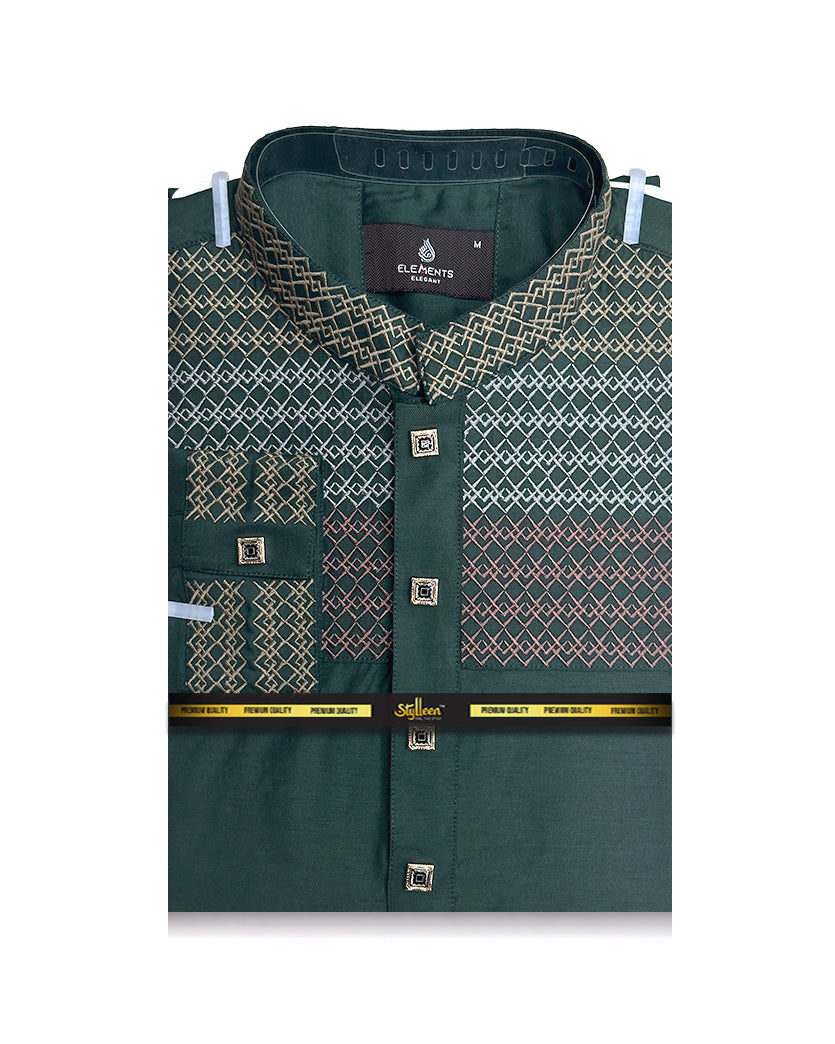 Stylleen Forest Green Signature Embroidered Premium Panjabi
