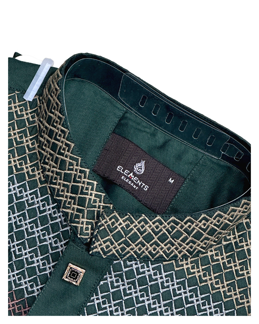 Stylleen Forest Green Signature Embroidered Premium Panjabi
