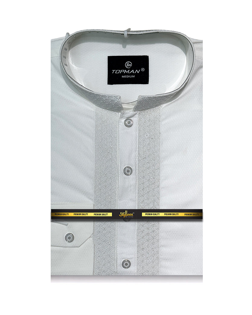 Stylleen Premium Elegant White Punjabi – Luxury Embroidered Collection