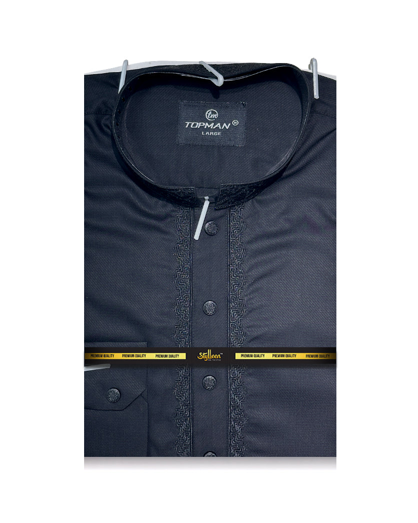 Stylleen Premium Classic Black Embroidered Punjabi – Elite Edition
