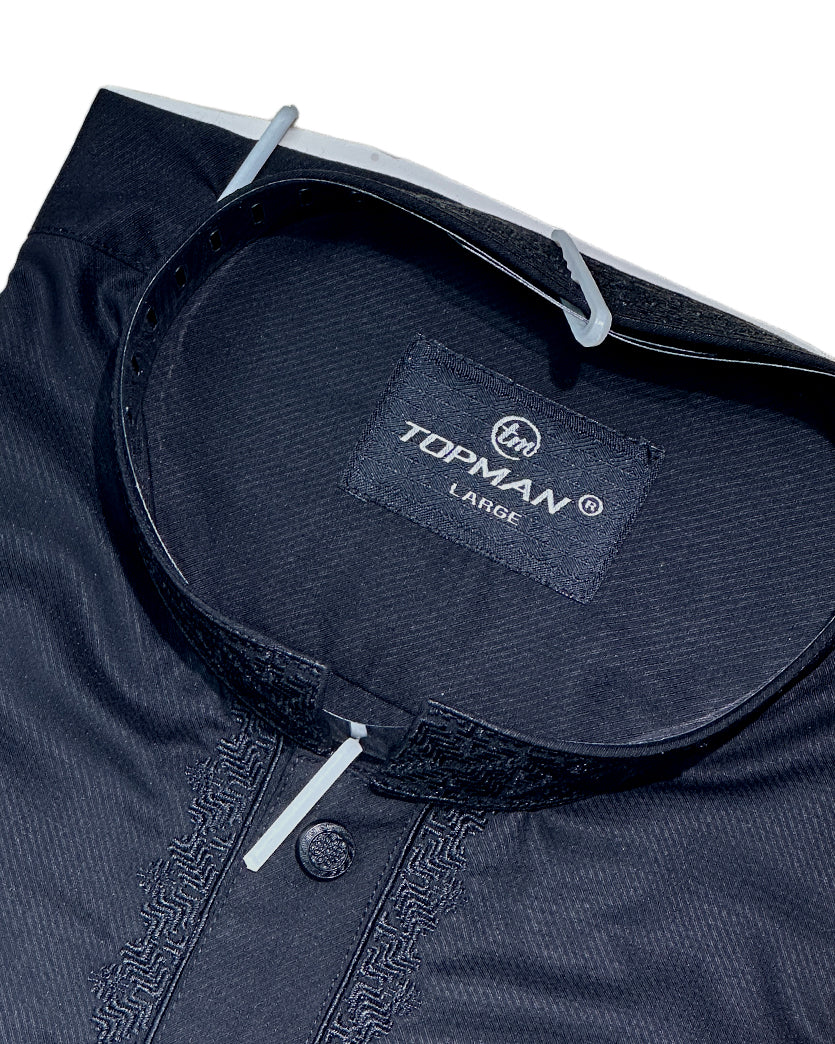 Stylleen Premium Classic Black Embroidered Punjabi – Elite Edition