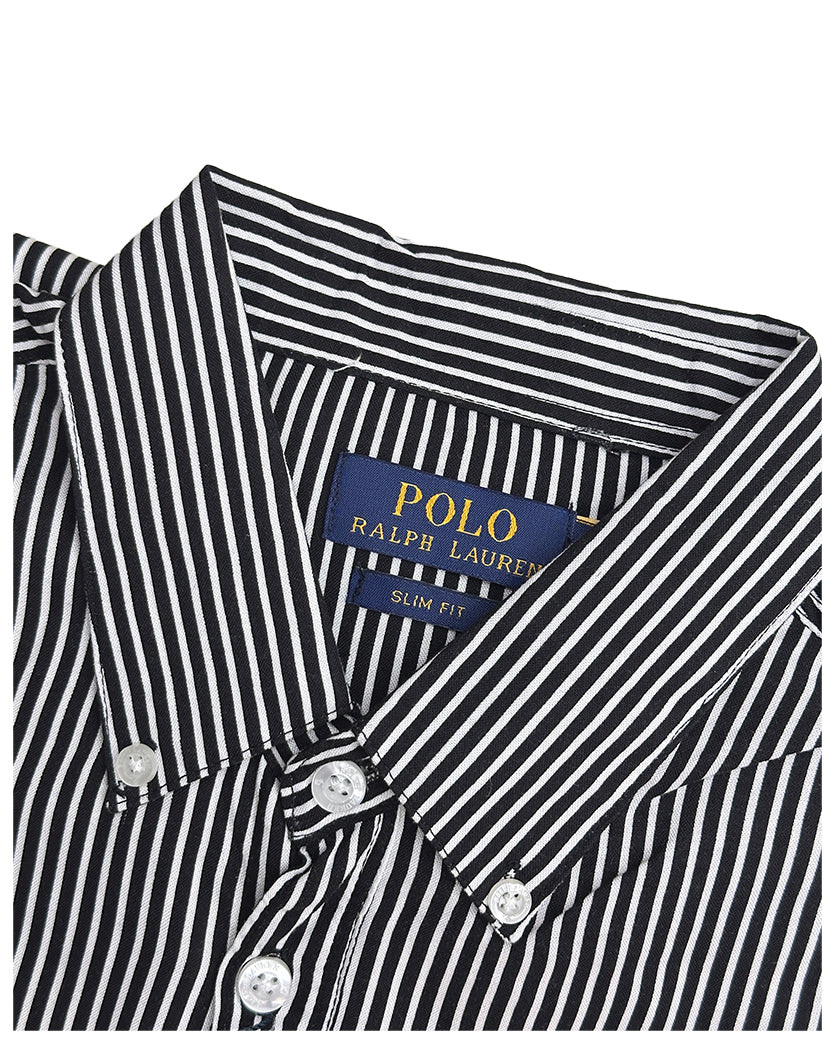Stylleen Premium Black & White Striped Slim Fit Shirt