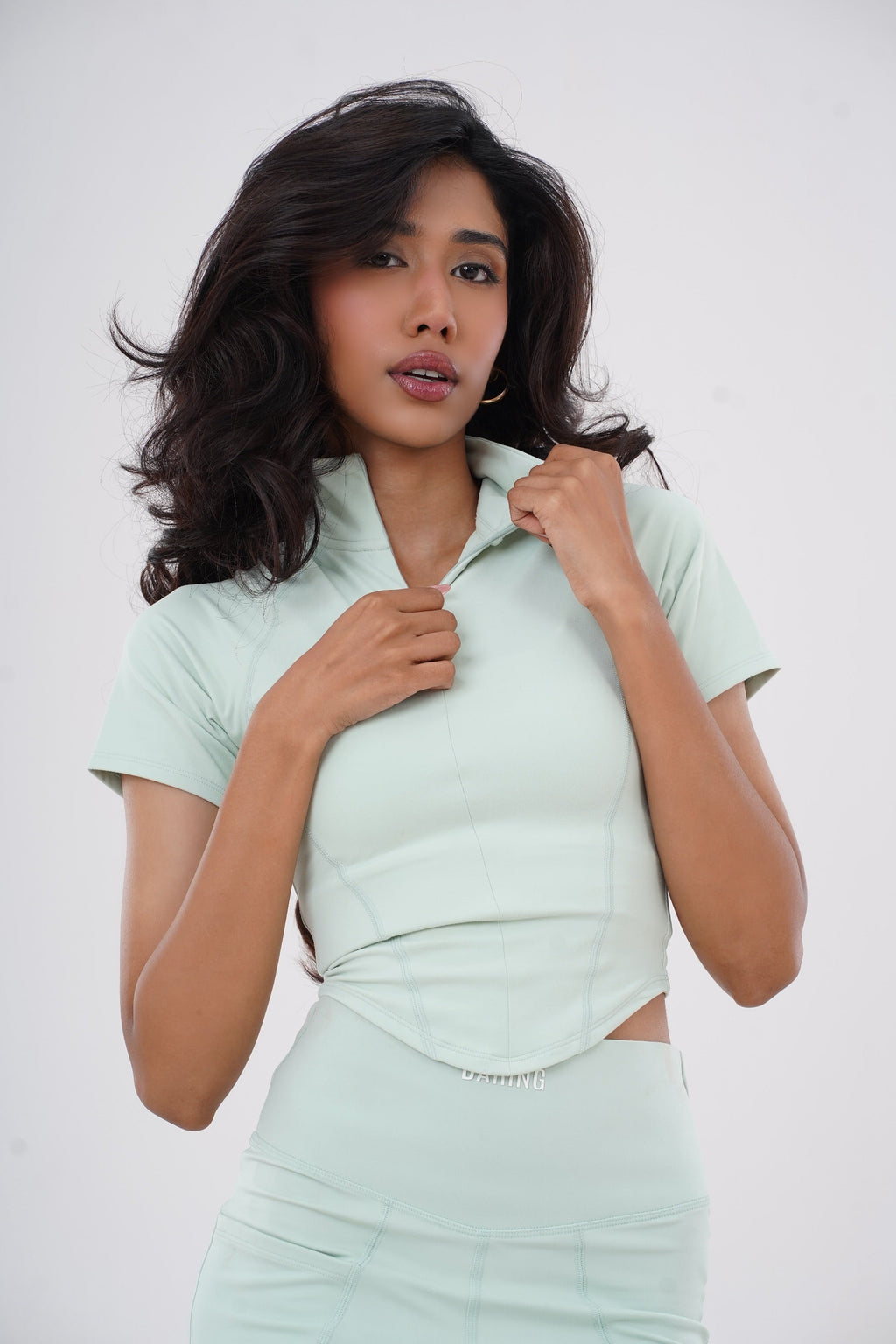 AURA MANDARIN HALF ZIP-UP TOP